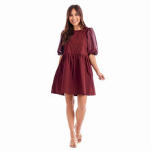 Load image into Gallery viewer, Leather Sleeve Short Dress