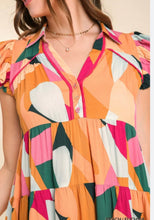 Load image into Gallery viewer, Peach Mix Tiered Dress