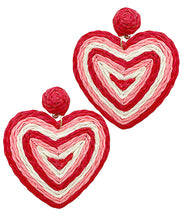 Load image into Gallery viewer, Wrapped Raffia Heart Drop Earrings