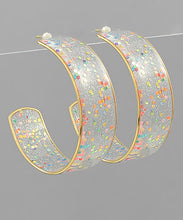 Load image into Gallery viewer, Glitter Resin Open Hoop Earrings