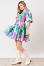 Load image into Gallery viewer, Cotton Poplin Floral Printed Babydoll Puff Sleeve Dress