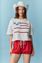 Load image into Gallery viewer, American Flag With Bow Detail Printed Crop Top