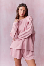 Load image into Gallery viewer, Round Neck Contrast Rib Easy Terry Top