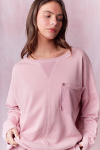 Load image into Gallery viewer, Round Neck Contrast Rib Easy Terry Top