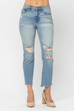 Load image into Gallery viewer, Tinted Wash&amp; Destroy Crop Straight Jean