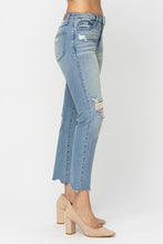 Load image into Gallery viewer, Tinted Wash&amp; Destroy Crop Straight Jean