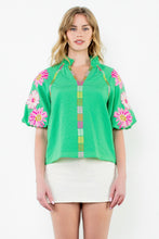 Load image into Gallery viewer, Puff Sleeve Embroidered Top