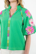 Load image into Gallery viewer, Puff Sleeve Embroidered Top