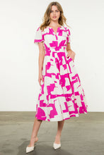 Load image into Gallery viewer, Short Sleeve Tiered Print Dress