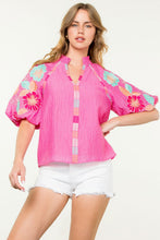 Load image into Gallery viewer, Embroidered Puff Sleeve Top