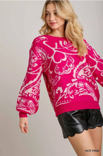 Load image into Gallery viewer, Floral Round Neck Sweater
