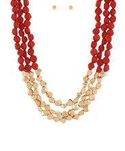 Load image into Gallery viewer, Angled Acrylic&amp; Metal Ball Necklace Set