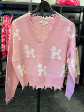 Load image into Gallery viewer, Poodle Print Distressed Sweater