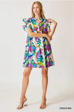 Load image into Gallery viewer, Tropical Flutter Sleeve Babydoll Dress