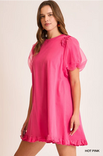 Load image into Gallery viewer, Puff Sleeve Ruffle Hem Dress