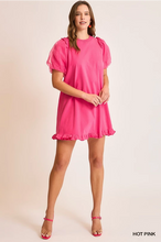 Load image into Gallery viewer, Puff Sleeve Ruffle Hem Dress