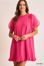 Load image into Gallery viewer, Puff Sleeve Ruffle Hem Dress