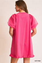 Load image into Gallery viewer, Puff Sleeve Ruffle Hem Dress