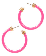 Load image into Gallery viewer, Color Coated Metal&amp; Edge Pearl Hoops