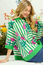 Load image into Gallery viewer, Mix Floral Stripe Button Down Top