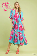 Load image into Gallery viewer, Floral Print Maxi Dress with Contrast Trim