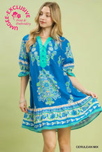 Load image into Gallery viewer, Print Henley Tiered Mini Dress