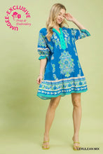 Load image into Gallery viewer, Print Henley Tiered Mini Dress