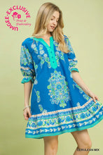 Load image into Gallery viewer, Print Henley Tiered Mini Dress