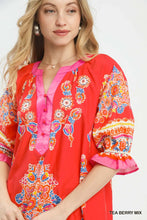 Load image into Gallery viewer, Print Henley Tiered Mini Dress