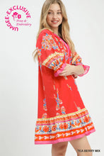 Load image into Gallery viewer, Print Henley Tiered Mini Dress