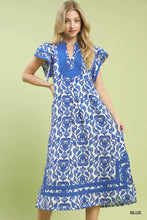 Load image into Gallery viewer, Abstract Two Tone Print Midi Dress