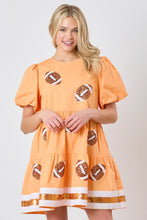 Load image into Gallery viewer, Cotton Football Sequins Puff Sleeve Tiered Dress