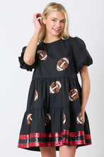 Load image into Gallery viewer, Cotton Football Sequins Puff Sleeve Tiered Dress
