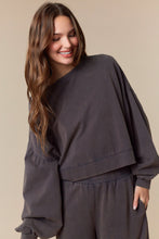 Load image into Gallery viewer, Washed French Terry Cut Edge Ruffle Hem Crop