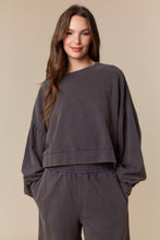 Load image into Gallery viewer, Washed French Terry Cut Edge Ruffle Hem Crop