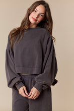Load image into Gallery viewer, Washed French Terry Cut Edge Ruffle Hem Crop