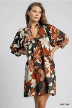 Load image into Gallery viewer, Rust Mix Floral Dress