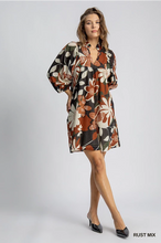 Load image into Gallery viewer, Rust Mix Floral Dress