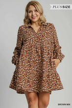 Load image into Gallery viewer, Plus Size Long Sleeve Corduroy Floral Dress