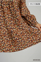 Load image into Gallery viewer, Plus Size Long Sleeve Corduroy Floral Dress