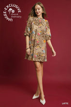 Load image into Gallery viewer, Floral Print High Neck Mini Dress