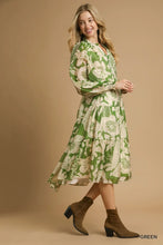 Load image into Gallery viewer, Floral Print Tiered Long Sleeve Midi Dress