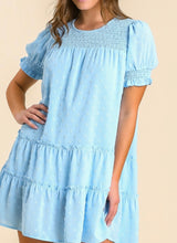 Load image into Gallery viewer, Blue Dotted Tiered Dress