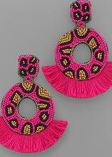 Load image into Gallery viewer, Leopard Circle &amp; Tassel Earring
