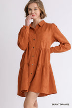 Load image into Gallery viewer, Textured Button Down Tiered Dress