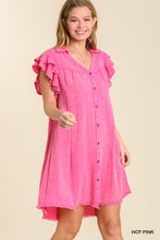 Load image into Gallery viewer, Hot Pink Button Front Dress
