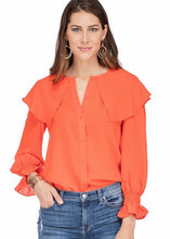 Load image into Gallery viewer, Orange Ruffle Collar Blouse