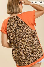 Load image into Gallery viewer, Orange Top With Animal Print Scoop Back