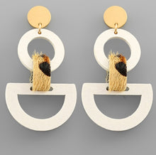 Load image into Gallery viewer, Wood Geometric &amp; Leather Earring