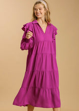 Load image into Gallery viewer, Ruffle Long Sleeve Tiered Maxi Dress